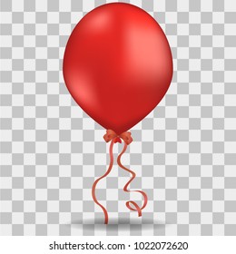 Vector image of reelistic red balloon bandaged with a bow on a transparent background