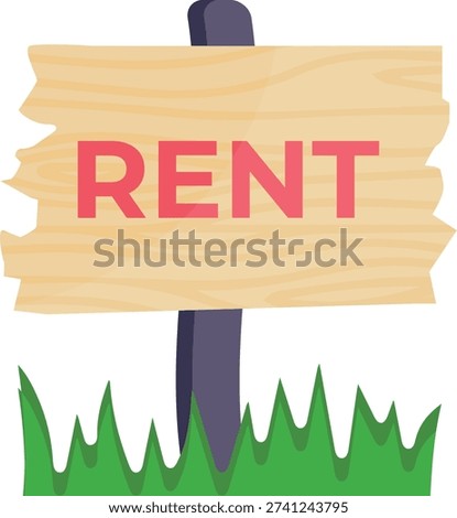 Vector image of a rent sign displaying a price of 1 credit, USD $1.