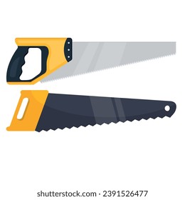 Vector image of a repair tool in a cartoon style. Saw. Concept of construction and housework. A team of custom builders. Elements for your design. Saw, hammer, etc.