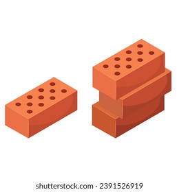 Vector image of a repair tool in a cartoon style. Brick. Concept of construction and housework. A team of custom builders. Elements for your design. Saw, hammer, etc.