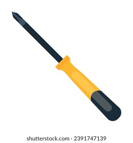 Vector image of a repair tool in cartoon style. Screwdriver. Construction and housework concept. A team of individual builders. Elements for your design.