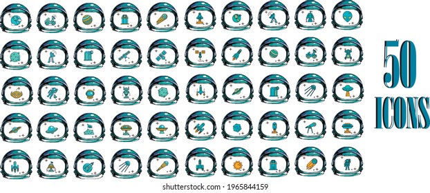 vector image with representative icons of space. vivid color design with white background.