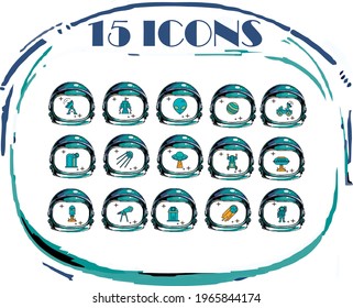 vector image with representative icons of space. vivid color design with white background.