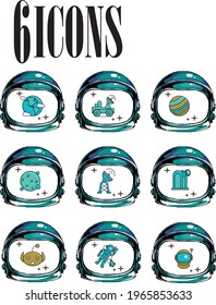 vector image with representative icons of space. vivid color design with white background.