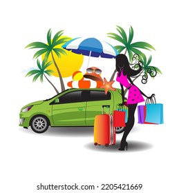 The vector image represents the meaning of relaxation for the holidays.