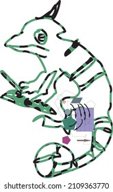 vector image, reptile sits on a tree