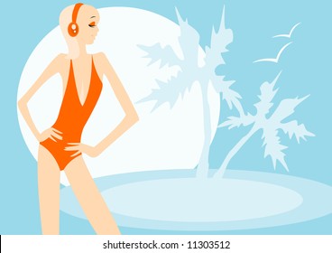vector image of resting girl