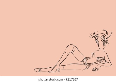 vector image of resting girl