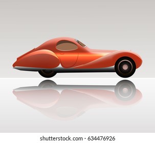 Vector image retro car red compartments