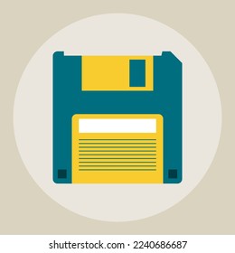 Vector image of retro floppy disk for computer.