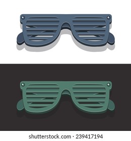 Vector image retro glasses with shutters for fashionable parties in flat style