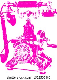 vector image of retro phone on leverage