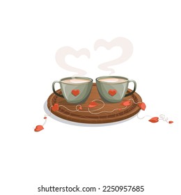 Vector image in retro style of cups for lovers. Cartoon style. EPS 10