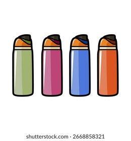 vector image of reusable drinking bottles with top caps