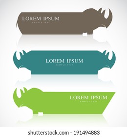Vector image of an rhino banners on white background