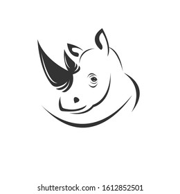 Vector image of an Rhino black and white. design style. animal. art. symbol. logo. Illustrator. on white background. Mammals