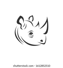 Vector image of an Rhino black and white. design style. animal. art. symbol. logo. Illustrator. on white background. Mammals