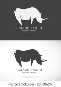 Vector image of an rhino design on white background and black background,