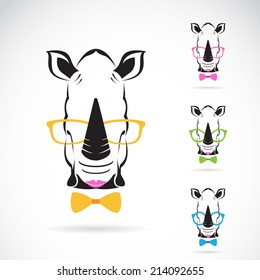 Vector image of a rhino glasses on white background. Fashion