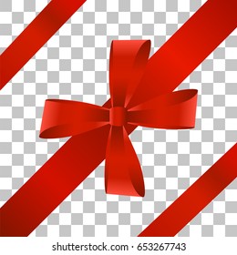 Vector image ribbon with a bow on a transparent background.