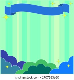 
Vector image with a ribbon for text and colorful clouds.