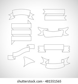 Vector image of ribbons, pennants in color. Flat style