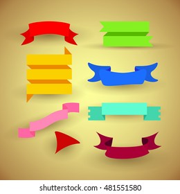 Vector image of ribbons, pennants in color. Flat style