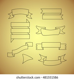 Vector image of ribbons, pennants in color. Flat style