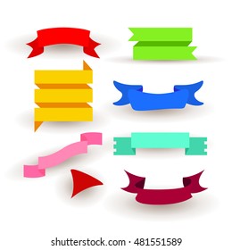 Vector image of ribbons, pennants in color. Flat style