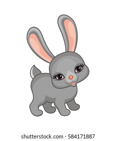The vector image of a ridiculous bunny in cartoon style isolated on a white background