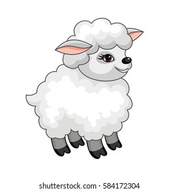 The vector image of a ridiculous sheep in cartoon style isolated on a white background