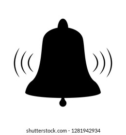 Vector image of a ringing bell. Flat call bell icon that rings. Button with a ringing bell.