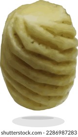 vector image of a ripe, peeled pineapple on a white background