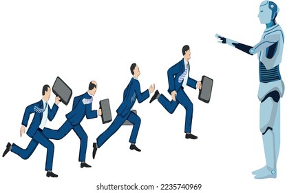 Vector image of robots now controlling all business life