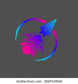 vector image of a rocket with gradient color.