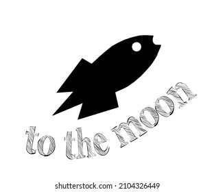 vector image, rocket to the moon logo illustration
