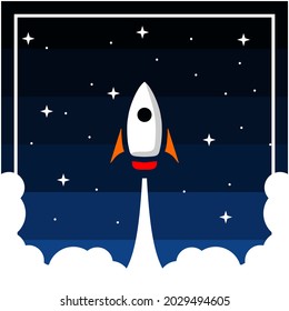 vector image of a rocket taking off