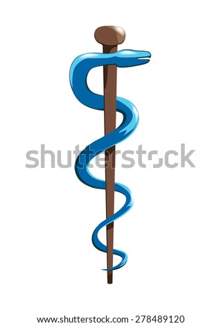 Vector image of the Rod or Staff of Asclepius, associated with medicine and healthcare