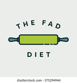 Vector image of rolling pin with text the fad diet against white background