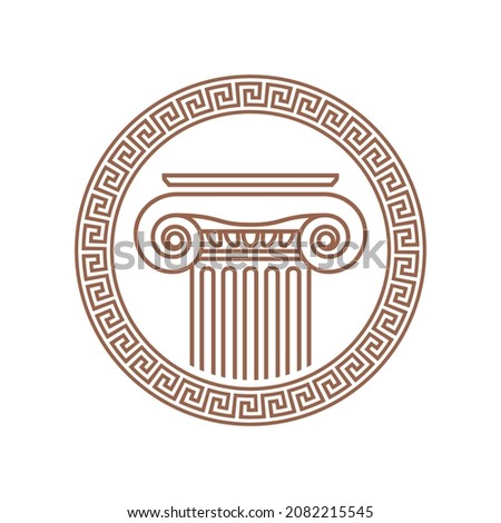 Vector image of a Roman antique column framed by Roman ornament