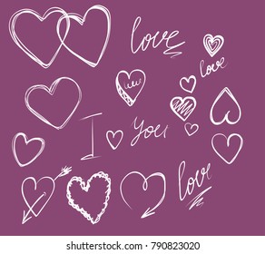 vector image romance. hearts, love, valentine's day. hand drawing