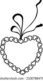 Vector image. Romantic heart with a bow.