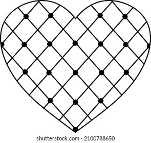Imagen vectorial. Corazón romántico en una jaula.