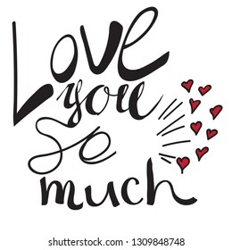 vector image, romantic love lettering, lettering with hearts