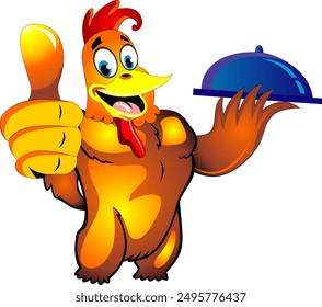 vector image of a rooster being a chef
