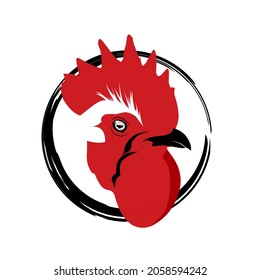 vector image of a rooster's head with a circle.