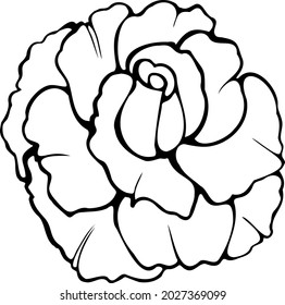 Vector image of a rose. Black outline on a white background.