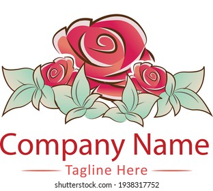 Vector image of an Rose red design on a white background. Logo, Symbol
