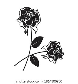 vector image of roses, black roses, black and white flowers