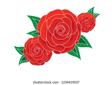 Vector image of roses isolated by white background for tattoo or print on t-shirt